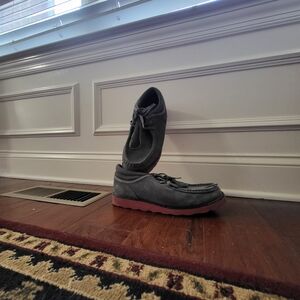 Gray and Red Chukka Boots with Stylish Design